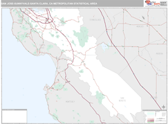 San Jose-Sunnyvale-Santa Clara Metro Area Digital Map Premium Style